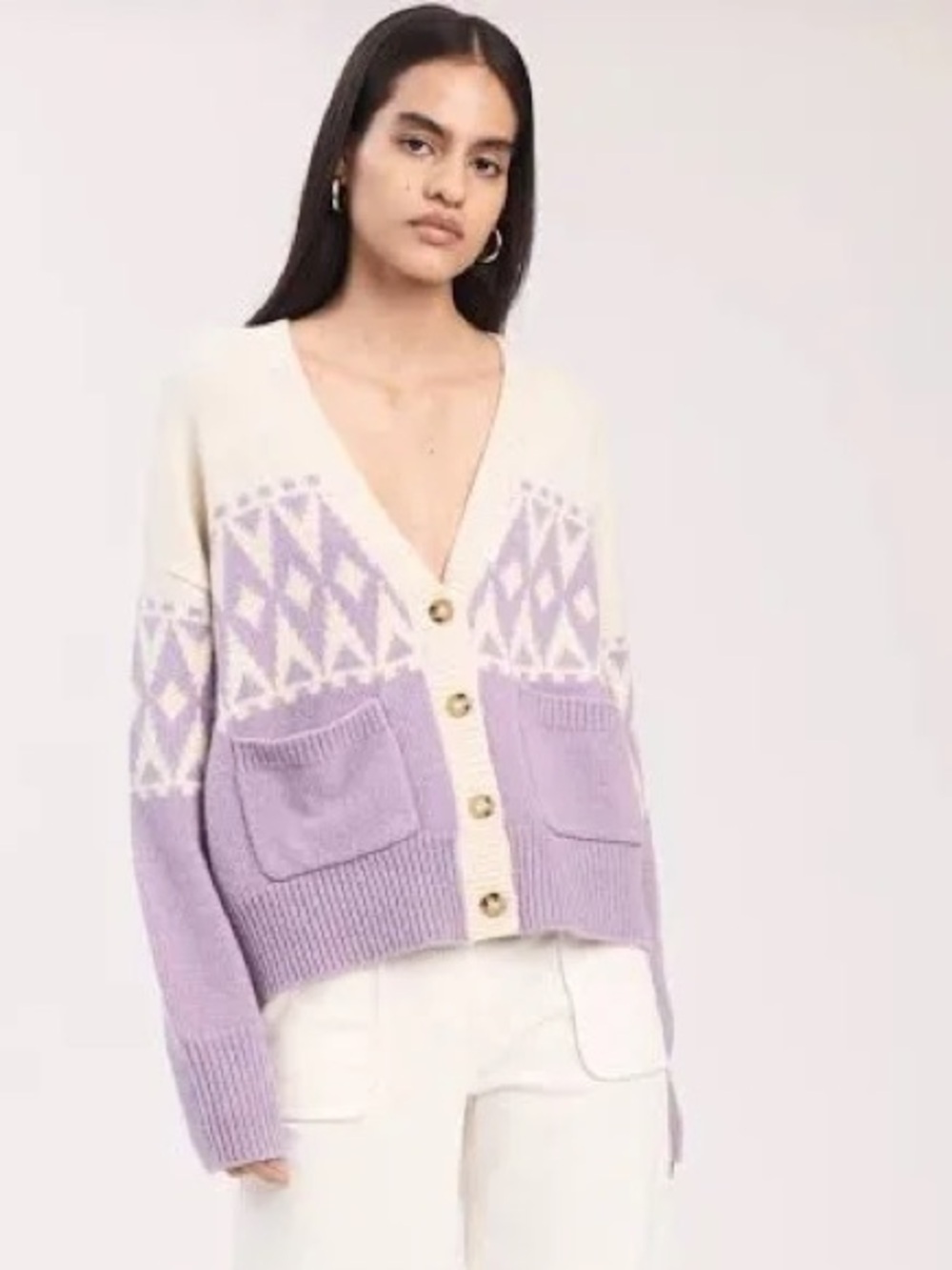 Derek Lam 10 Crosby Bonnie Fair Isle Knit Cardigan Wool Blend Sweater Sz S $395